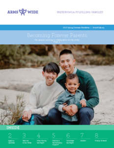 newsletter cover page featuring a family photo